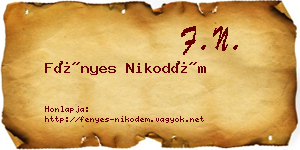 Fényes Nikodém névjegykártya